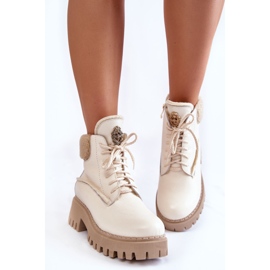 PL5 Läder Trappers Boots för kvinnor Ljus beige Vergo 2