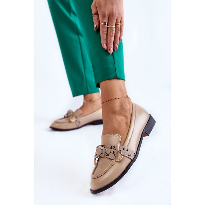 WS1 Kvinnors läder loafers med beige Dayes rosett 2