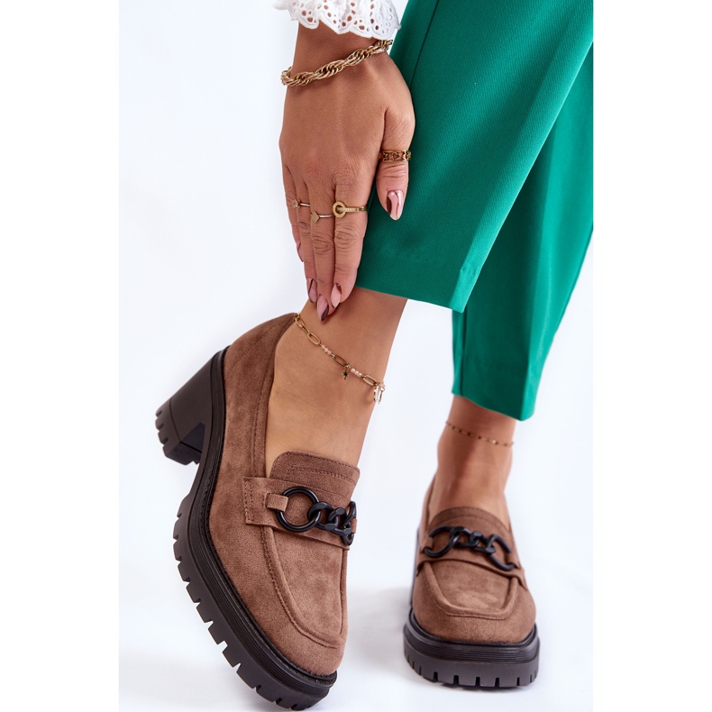 Vinceza Kvinnors mocka höga klackar skor mörkbeige Sanya brun 1