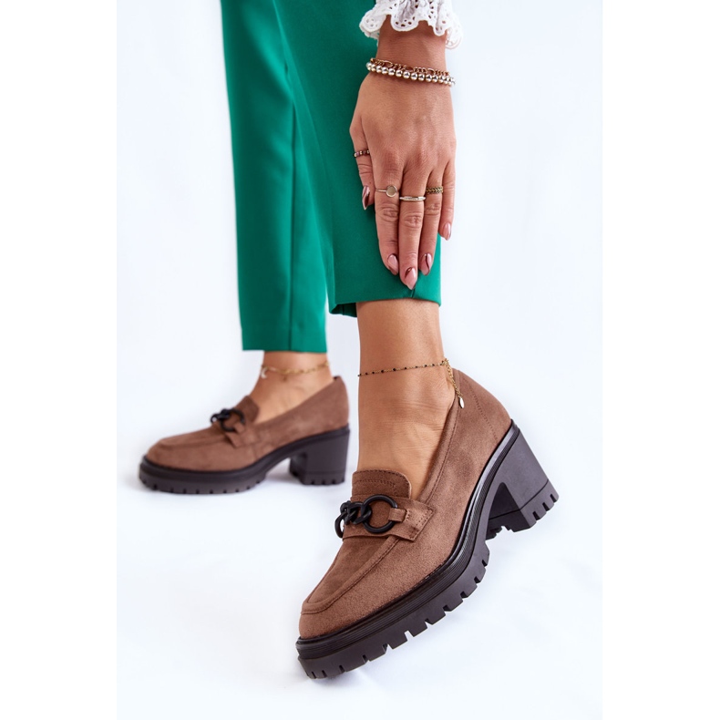 Vinceza Kvinnors mocka höga klackar skor mörkbeige Sanya brun 2