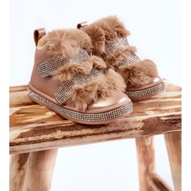 Barns läder varma snöstövlar Golden Leela gyllene 1