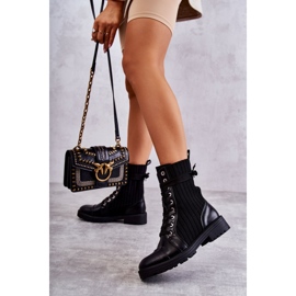 PG1 Kvinnors stövlar med en strumpa knuten Svart Livaro 2