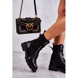 PG1 Kvinnors stövlar med en strumpa knuten Svart Livaro 1