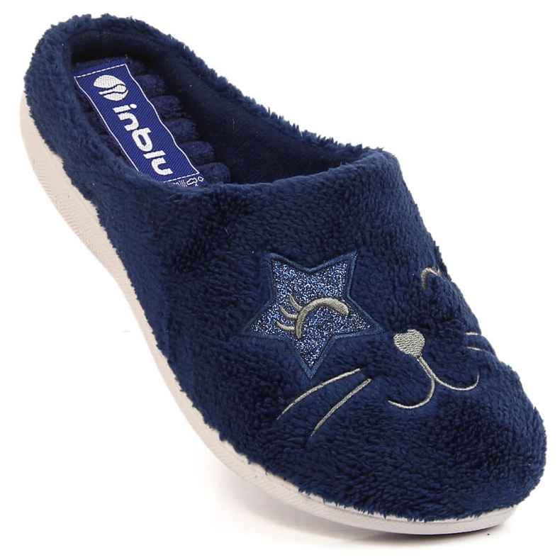 Bekväma marinblå Inblu hemtofflor för kvinnor 1