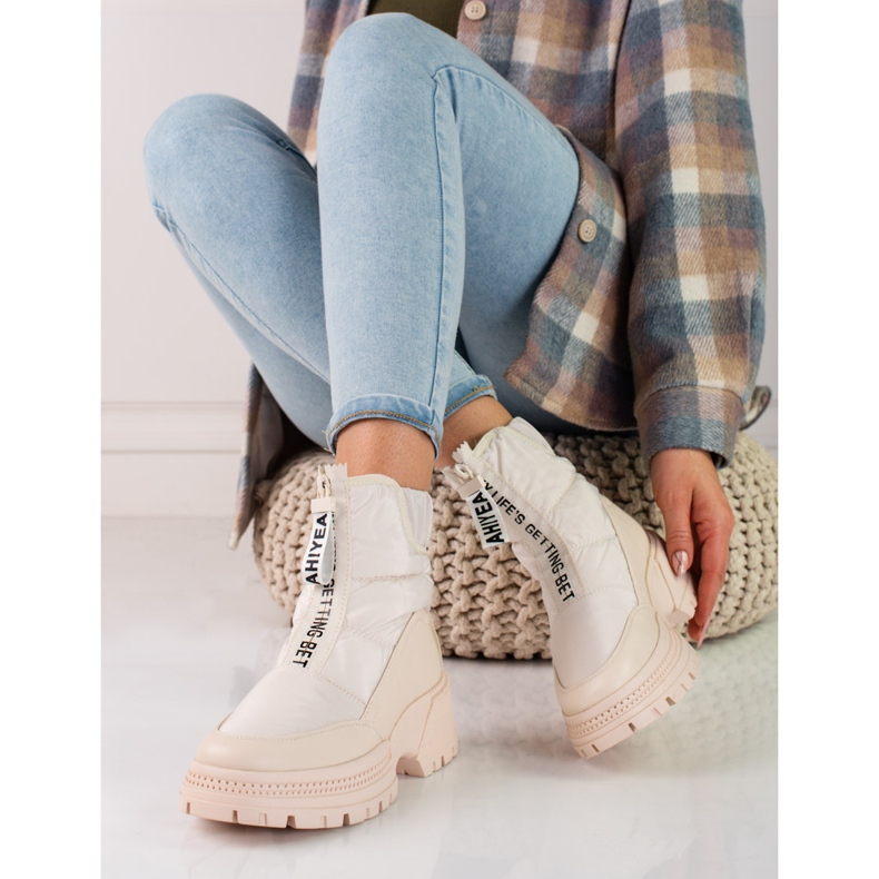 Beige snökängor för damer på Shelovet-plattformen 1