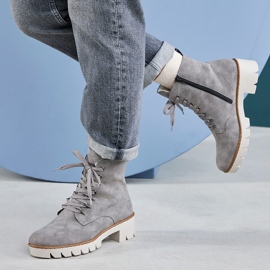 Bekväma grå Rieker X5701-40 varma grå plattformsstövlar för kvinnor 2