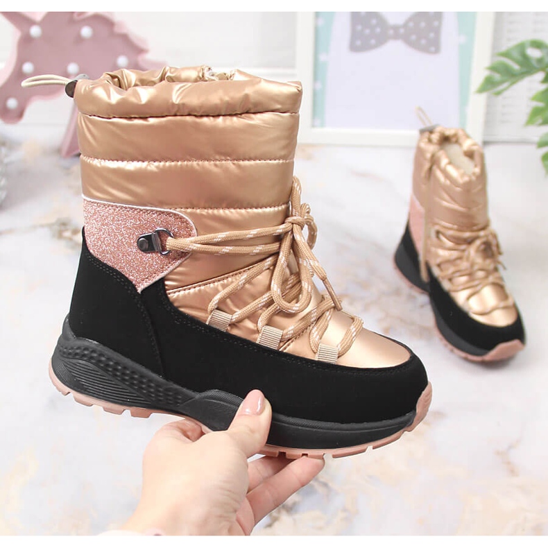 News Snöskor för tjejer, isolerade med fårull, gyllene Nyheter svart 1