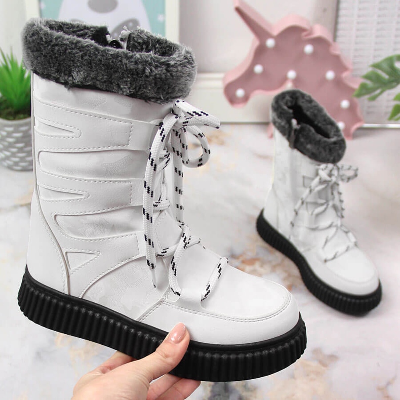 Flickskor med päls vit Potocki 1