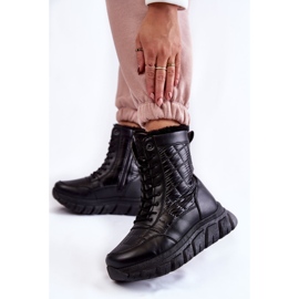 Vinceza Snöskor med snörning för kvinnor på plattformen Svart Anubi 2