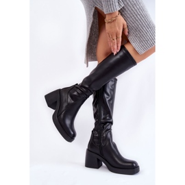 Sergio Leone Varma stövlar i läder för kvinnor med dragkedja Svart Slavis 2