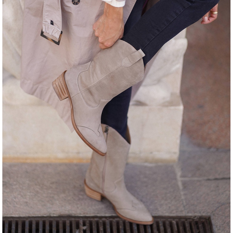 Marco Shoes Stövlar i beige naturläder 2