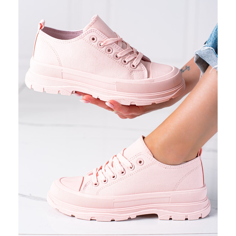 SHELOVET Sneakers på plattformen rosa 1