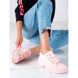 SHELOVET Sneakers på plattformen rosa 2