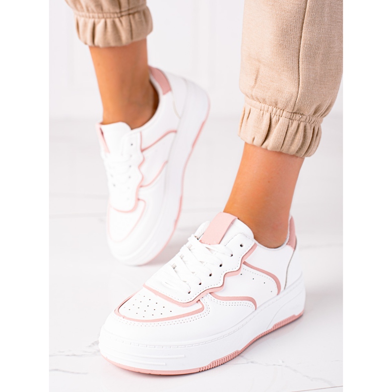 SHELOVET Sneakers för kvinnor vit rosa 2