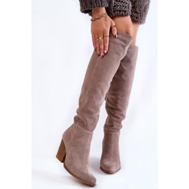 Lewski Shoes Knästövlar i mocka för kvinnor Lewski 2833 Grå beige 1