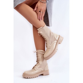 PA1 Lädersockor Snörstövlar Ljusbeige Riston 2