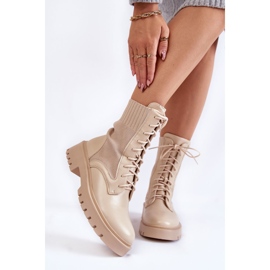 PA1 Lädersockor Snörstövlar Ljusbeige Riston 1