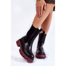 Platform Workers Boots för kvinnor Black-Claret Aliana svart 1