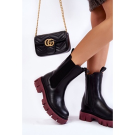 Platform Workers Boots för kvinnor Black-Claret Aliana svart 3
