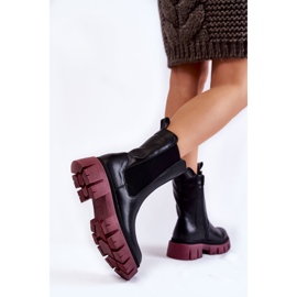 Platform Workers Boots för kvinnor Black-Claret Aliana svart 4
