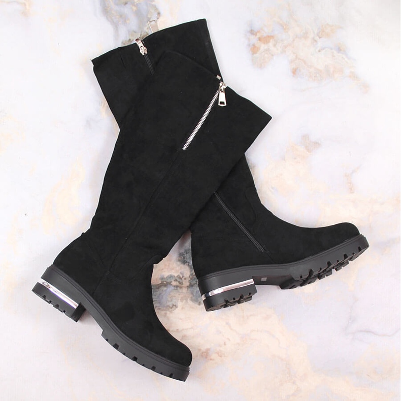 Filippo Damkängor i mocka med dragkedja, svart isolerad Potocki 1