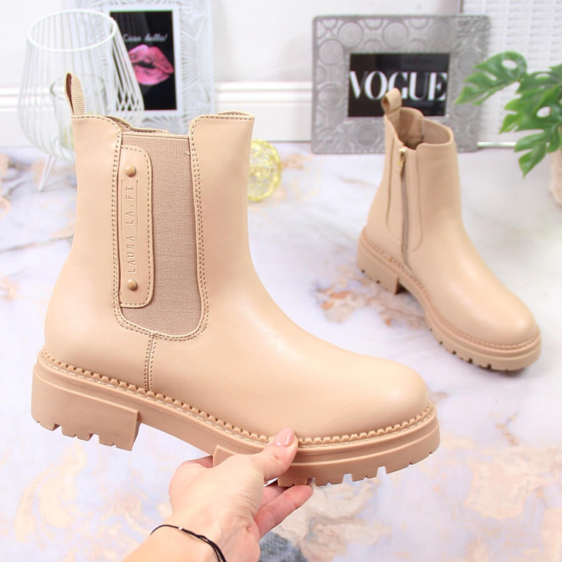 Beige varma jodhpurstövlar för damer Laura La.Fi 1