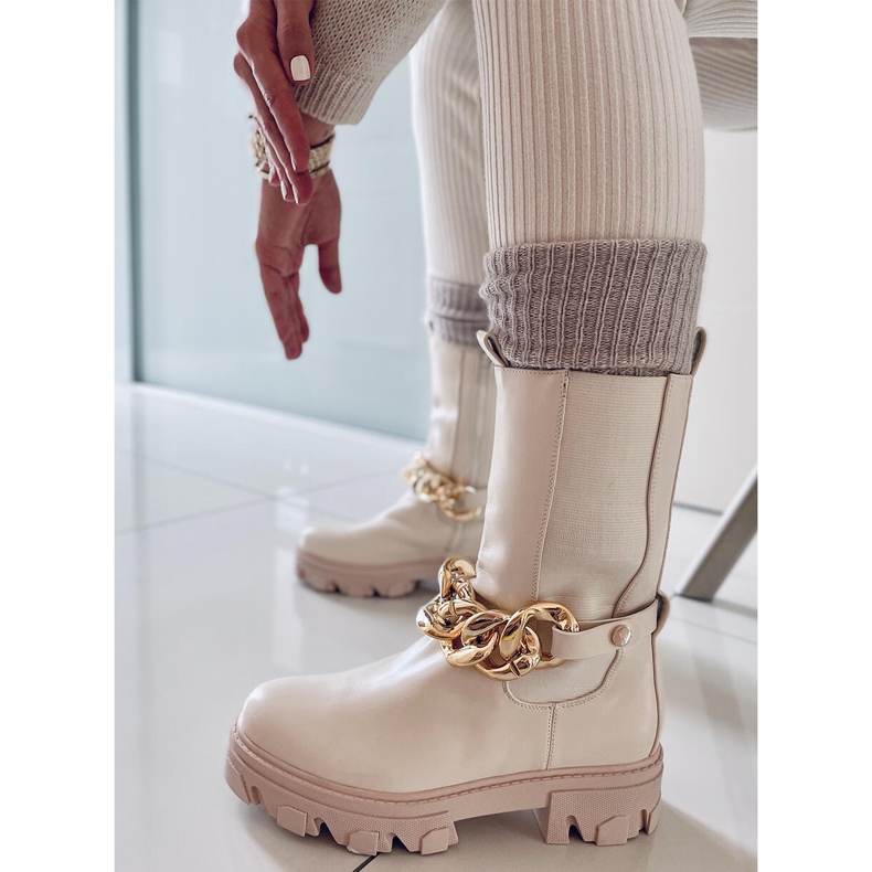 BM Höga Chelsea-stövlar Parade Beige 1