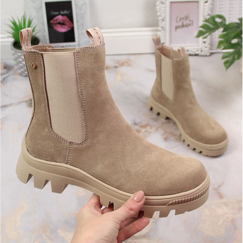 Jodhpur-stövlar i läder, mocka, isolerad beige Filippo 2