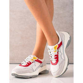 Goodin Bekväma lädersneakers vit grå mångfärgad 1