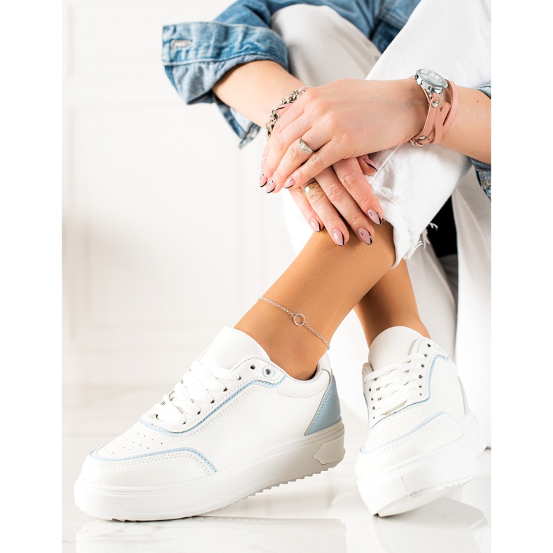 TRENDI Sneakers Med Blå Inlägg vit 2