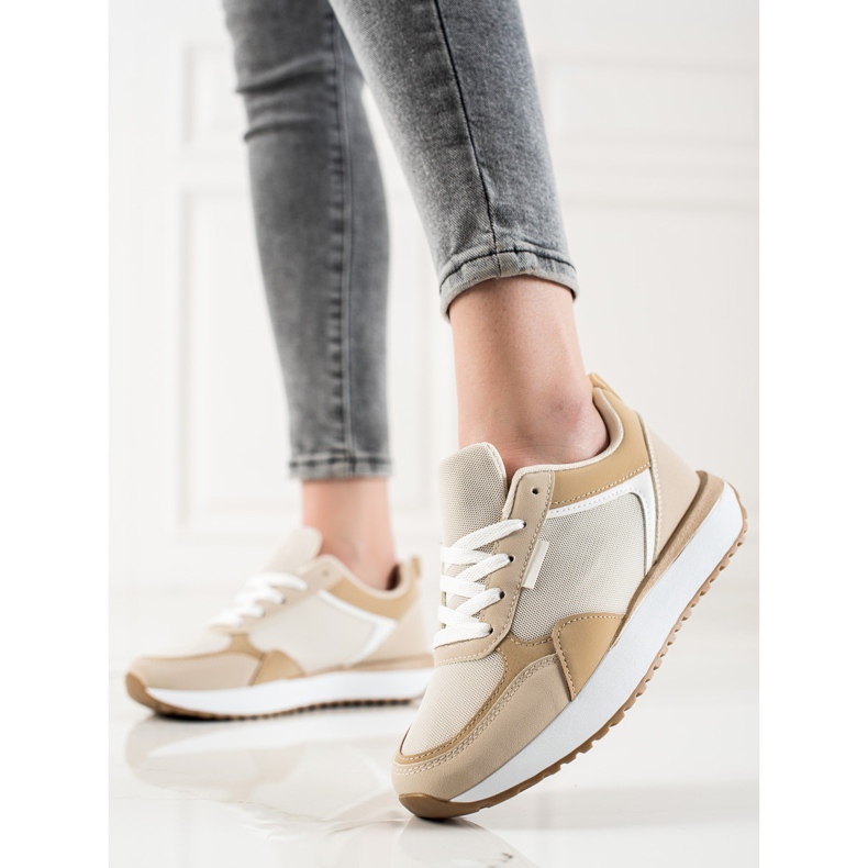 Sweet Shoes Sneakers med mesh beige brun 2
