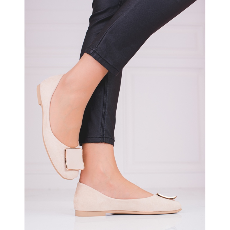 Beige ballerina i mocka 2