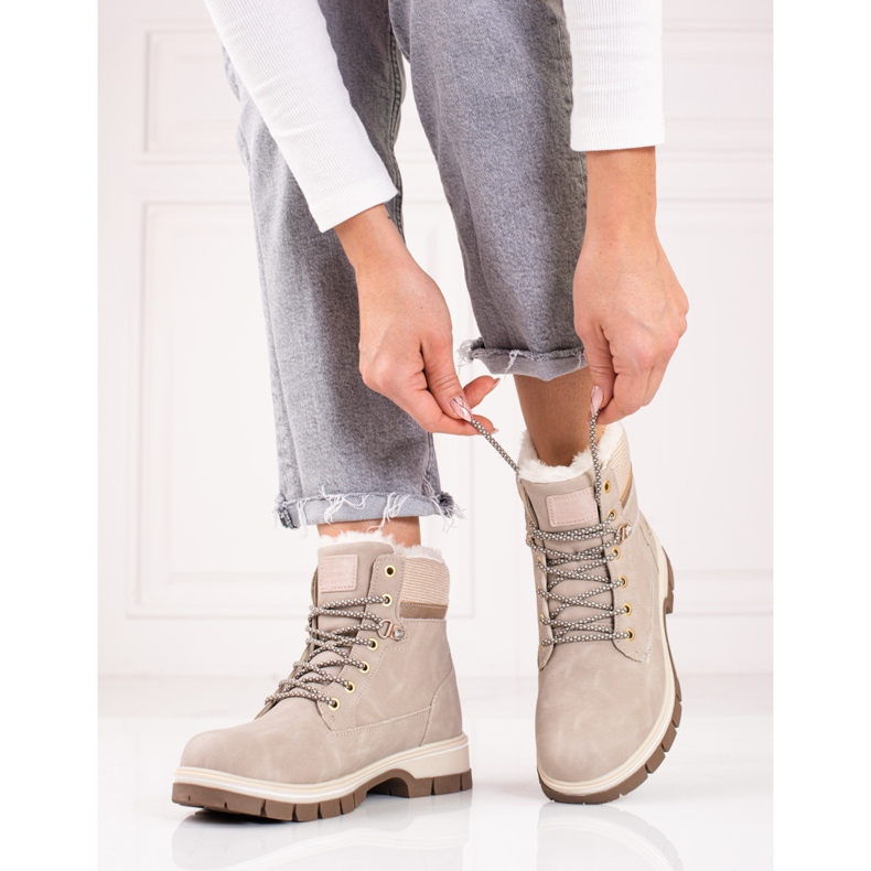 Beige fångare för damer med shelovet päls 1