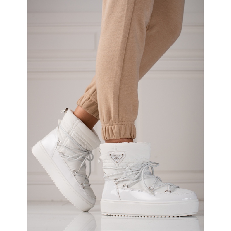 Vita shelovet snöstövlar för kvinnor 2