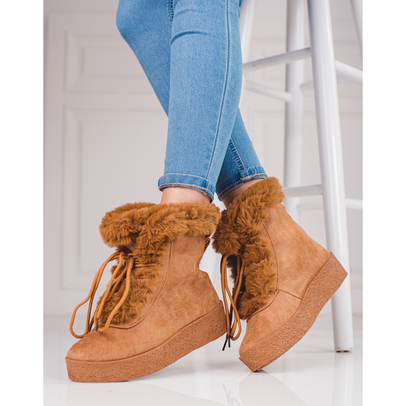 Kvinnors snökängor på shelovet-plattformen brun 2