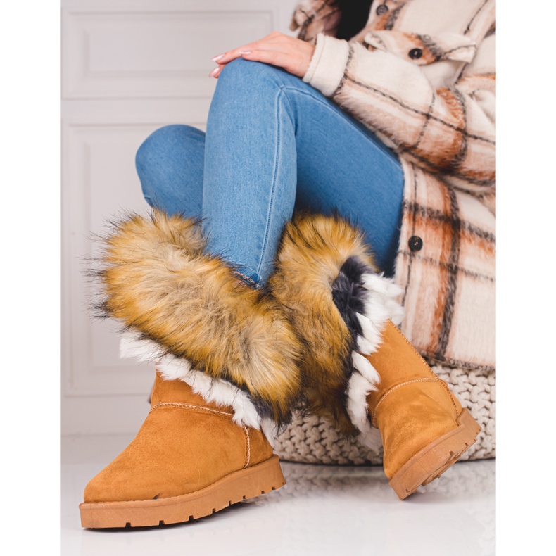 Kvinnors shelovet mucilages med päls brun 1