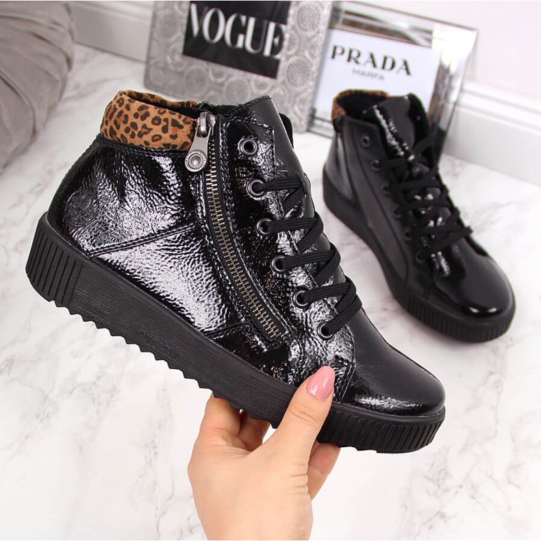 Svartlackerade damstövlar Rieker M6434 2