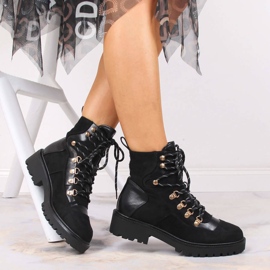 Svarta eVento varma stövlar med snörning för kvinnor 2