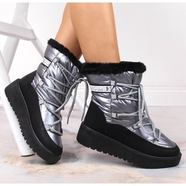 Varma vinterstövlar i silver med snörning för kvinnor Filippo silver- 1