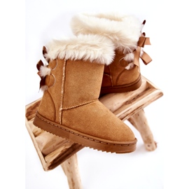 Isolerade barnstövlar med rosett, beige snöstövlar 3