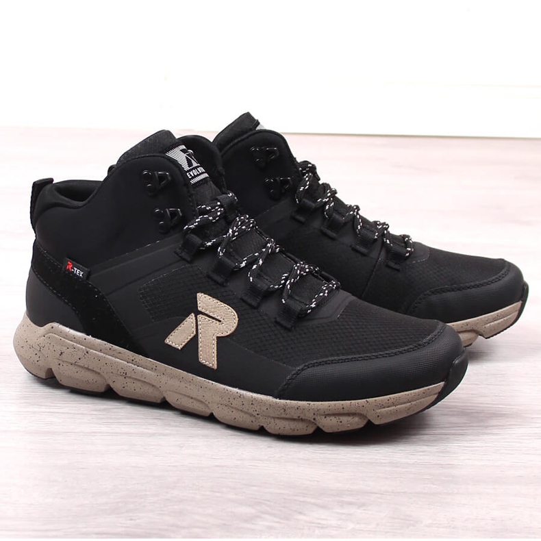 Rieker Revolution 07862-00 svarta vattentäta höga stövlar för män röd 1