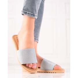 TRENDI Glittriga tofflor silver- 1