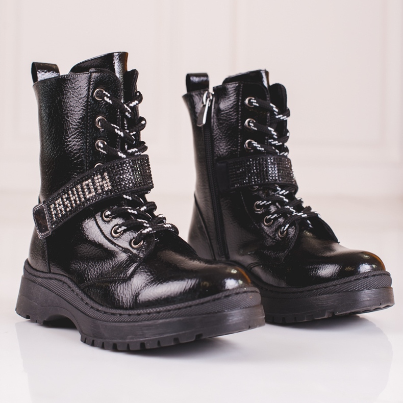 W. Potocki Potocki flickstövlar med kristaller svart 1