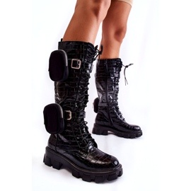 Joia Damskor Stövlar med handväskor Svart djurmönster Militär 1
