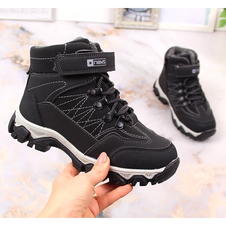 Svarta eVento pojkstövlar, isolerade med fårull 1