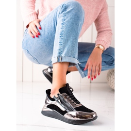 W. Potocki Svarta och silver sneakers gjorda av Potocki läder gyllene 1