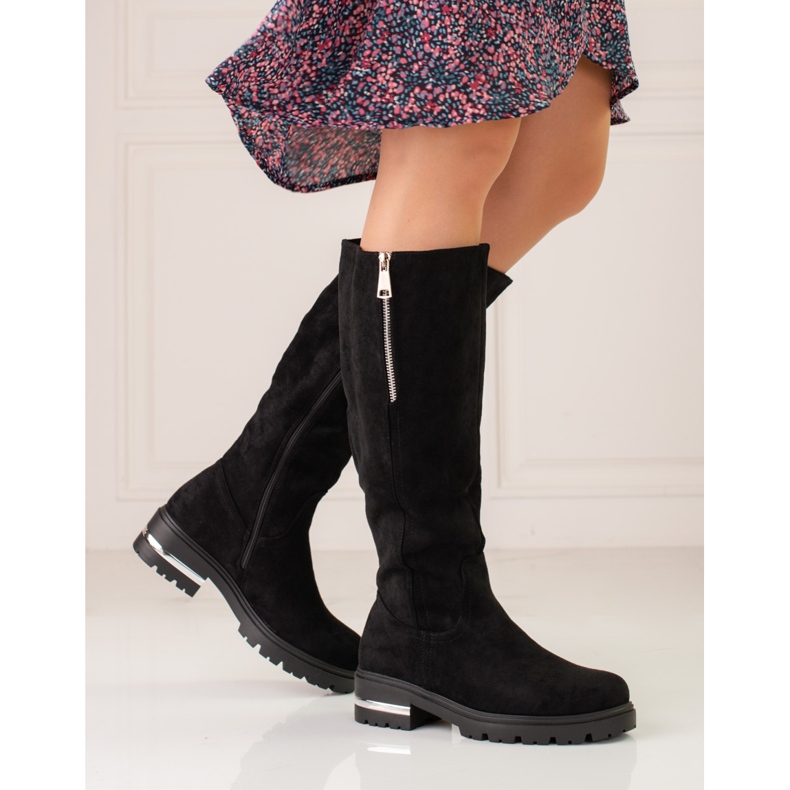 W. Potocki Potocki damstövlar i mocka svart 1