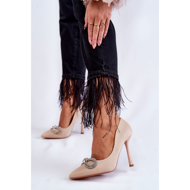 PS1 Eleganta Alyssa Beige Stilett med rosett 2