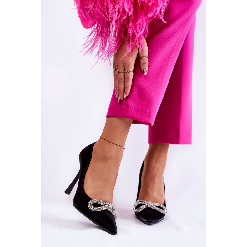 PS1 Eleganta svarta Alyssa-stilettos med rosett 2