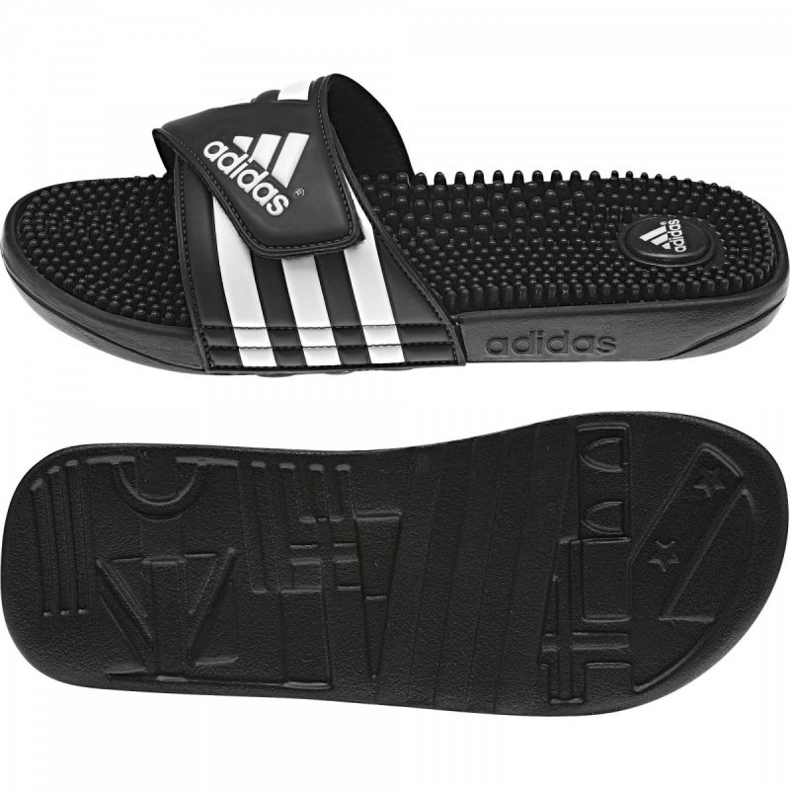 Adidas Adissage M 078260 tofflor vit svart 1